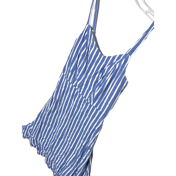 Old Navy Dobby Stripe Ruffle Hem Fit Flare Cami Dress XS Coastal Nautical Beachy - Picture 2 of 8